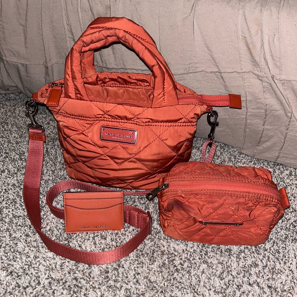 Marc Jacobs Quilted Orange Crossbody Bag Set